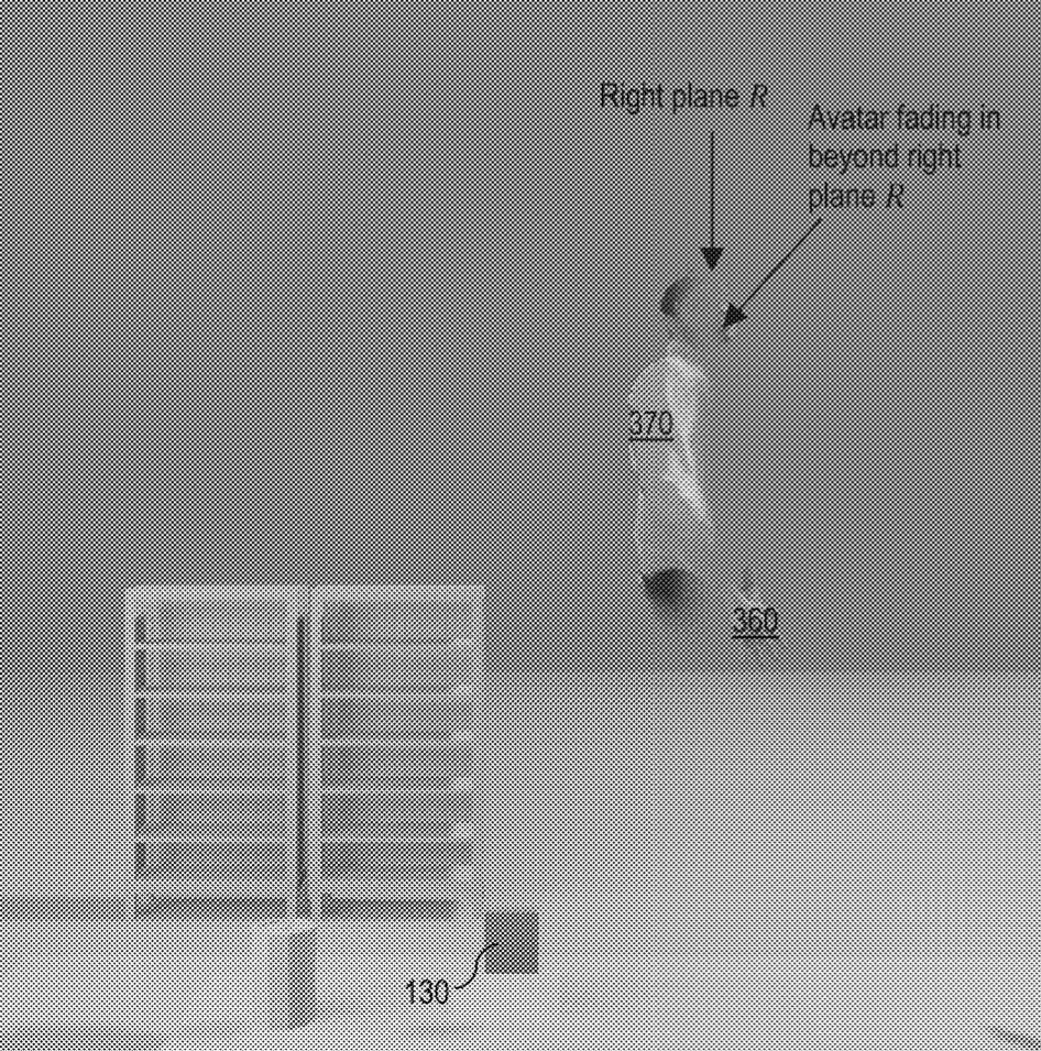 Automatic representation toggling based on depth camera field of view